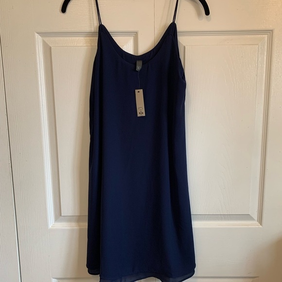 NWT Francesca’s Navy blue sheer like strap dress - Picture 2 of 9